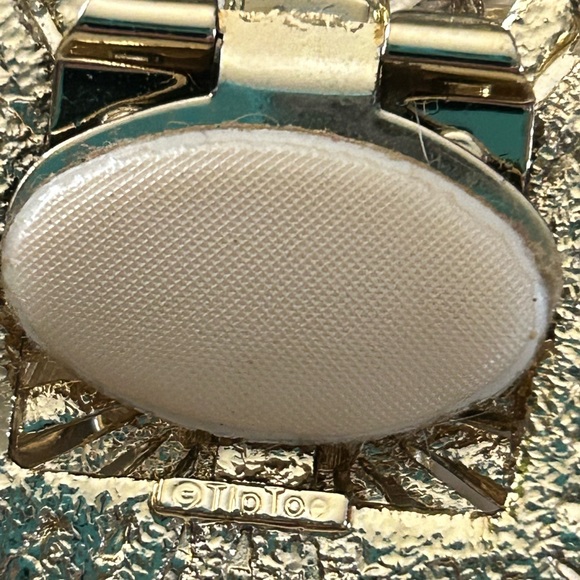 Vintage Shoe Clips in Gold Burst w Rhinestones & Center Pearl - Picture 6 of 9